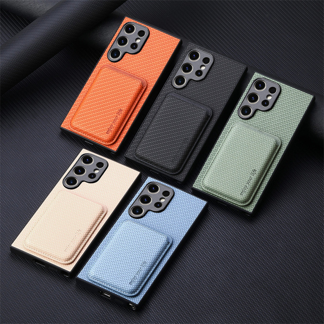Simple Leather Wallet Card holder Magnetic Mobile Phone case for Samsung S26 ultra S25 S24 Series bag fabric Textured Back Cover