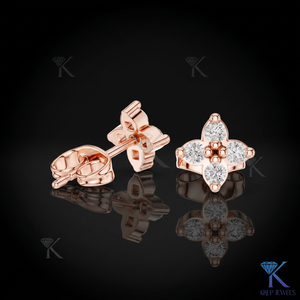 ต่างหูเพชรทรงดอกไม้ประดับเพชรแล็บโกรว์ 4 เม็ด ทองคำแท้ 14K 18K เครื่องประดับผู้หญิงชั้นดี ของขวัญวันครบรอบแต่งงาน - Product Image 2