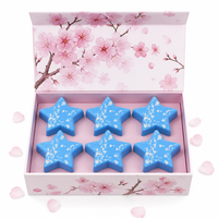 Ensemble de bombes de bain personnalisées à la fleur de cerisier Sakura, naturelles et faites à la main, 6 pièces, 80g, bleu, botanique, hydratant, aromatique, étiquette OEM