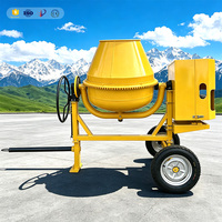 Bétonnière mobile robuste à roue manuelle inclinable, 4 roues, équipement de mélange de ciment avec moteur diesel