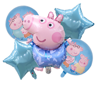 5-teiliges Set Rosa Schwein George Folienballons Kindergeburtstag Partydekoration Aluminiumfolien-Ballonset