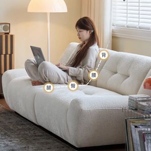 भालू सोफे की तुलना में कपड़े सोफाइड प्राचीन शैली, हल्के फ्रेंच रेट्रो क्रीम शैली डिजाइनर शैली, छोटे आकार के क्लाउड फैब्रिक सोफा - Product Image 6