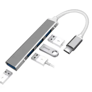 Aluminum 4 Port Usb3.0+2.0 Hub Fast Data Transfer Usb Hub Usb-c Adapter Hub For PC Mac