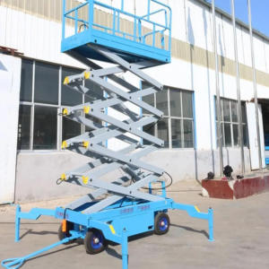 Plataforma Elevadora de Tijera Hidráulica de 4M 6M 8M 10M <span class=keywords><strong>12M</strong></span> 14M, Elevador de Tijera Portátil Eléctrico Remolcable para Almacén - Product Image 1