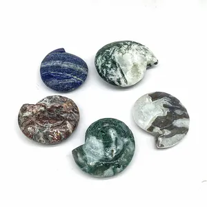 New arrival Natural Moss Agate Coach polished Druzy crystal crafts healing crystal snail lapis coach for decoration