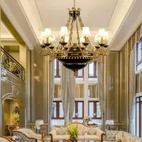 Lustre de bronze led de alto grau, para sala de estar, decorativo, vintage, luminária pendente de cobre