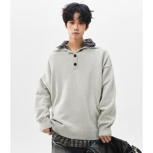 Pull unisexe à carreaux effet deux pièces, style Maillard vintage, color block, coupe oversize, confortable, ample, respirant, épais, pour l'automne et l'hiver - Product Image 1