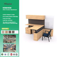Bureau de direction modulaire en bois avec plateau réglable, idéal pour l'étude privée