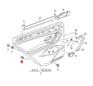 แผ่นพลาสติกติดขอบแผงประตู30ชิ้นแผงตกแต่งอัตโนมัติสำหรับรถ <span class=keywords><strong>Audi</strong></span> T5 A1 A5 A4 A6 VW Golf 5 6 7 7L6868243 - Product Image 6