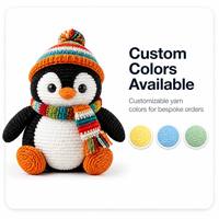 Peluche pingouin tricotée personnalisée, adorable pingouin tricoté avec chapeau, pingouin tricoté pas cher avec écharpe