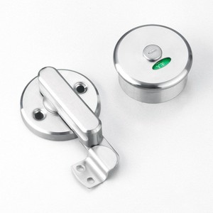 Serrure de porte de toilettes en acier inoxydable avec poignée et indicateur d'occupation pour cloison de toilettes publiques - Product Image 1