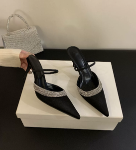 QuiteS New Pointed Toe Purple Stiletto Heel Shallow Mouth Rhinestone <b>Strap</b> Satin <b>Sandals</b> Casual Sexy Shoes for <b>Women</b> - Product Image 6