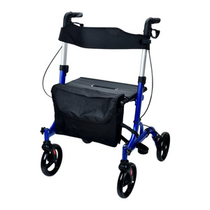 Déambulateur pliant en alliage d'aluminium à quatre roues léger pour personnes âgées avec frein à disque bleu - Product Image 2