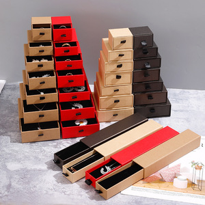 Luxury Cardboard Bracelet Necklace Pink Drawer Jewelry Set Storage Gift Box Packaging Sliding Jewelry Gift Box