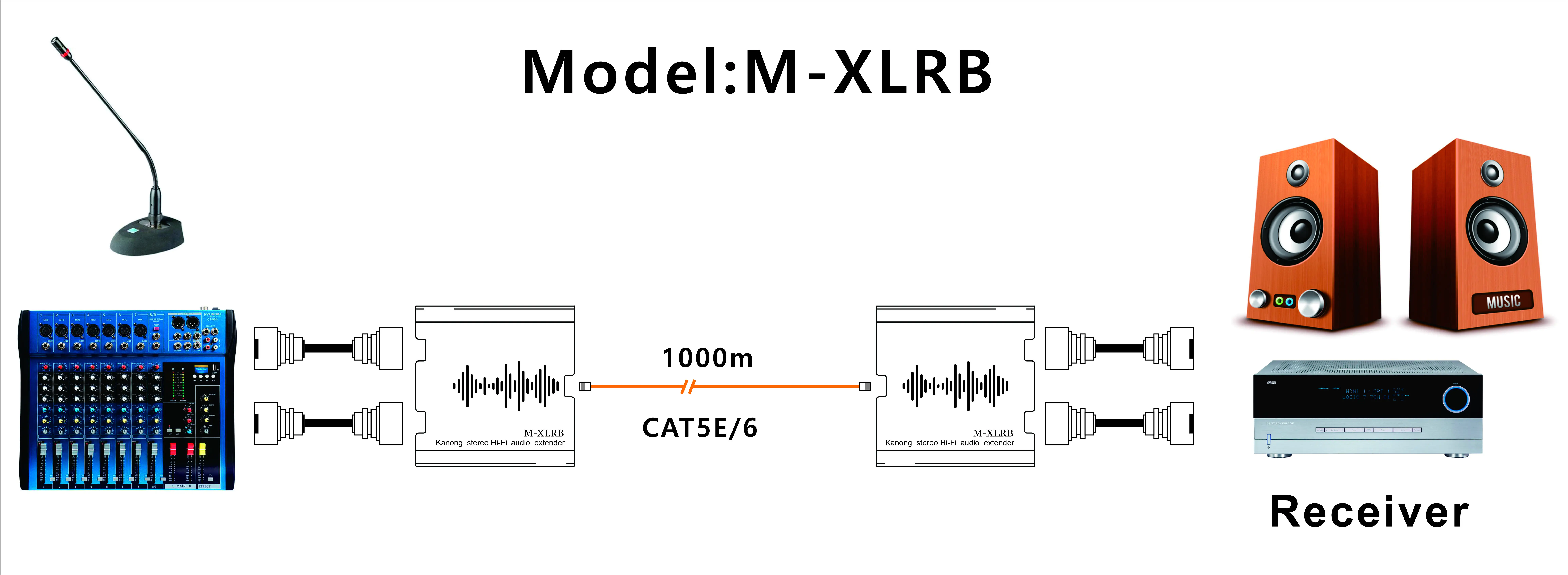 Dual Cannon(XLR) Stereo high fidelity audio extender untuk peralatan audio