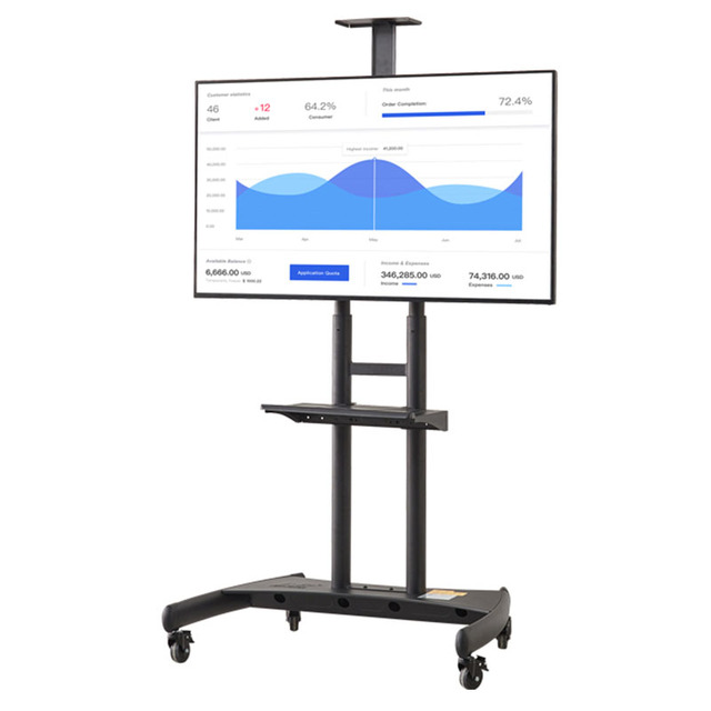 AVA1800-70-1P Home Office Mobile TV Cart Floor Stand Mount for 55 to 90 Inch TVs