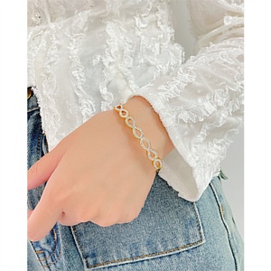Popular Gold Plated Stainless Steel Diamond 8 <b>Bangle</b> Jewelry for Women - Product Image 3