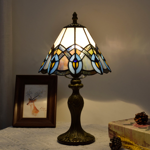 Lámparas <span class=keywords><strong>Tiffany</strong></span> de 8 Pulgadas, Lámparas de <span class=keywords><strong>Mesa</strong></span> de Lujo para Dormitorio, Iluminación de Noche, Decoración, Lámparas de <span class=keywords><strong>Mesa</strong></span> Americanas Retro Nostálgicas Vintage - Product Image 6