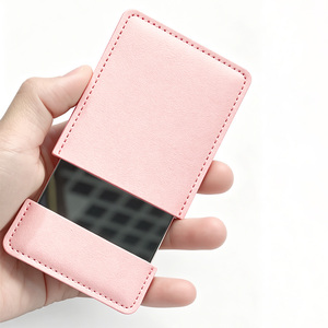 Custom Logo Printed Folding PU Leather Storage Style <b>Vanity</b> <b>Mirror</b> HD Minimalist Design Durable Portable for Gift - Product Image 2