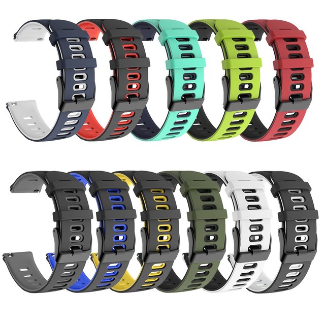 22mm 20mm Dual-Color Silicone Watch Strap Replacement Band for Garmin Vivoactive Huawei Samsung Smartwatch Bracelet Sport Loop