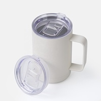Gobelet isotherme en acier inoxydable à double paroi de 16 oz, tasse à café isolée sous vide 304, avec couvercle et poignée, capacité de 600 ml, anti-fuite, sans BPA