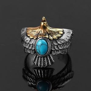 Juego de Joyería con Diseño de Águila para Hombre, Anillos de Turquesa con Motivos Animales, Venta Directa de Fábrica a Precio de Mayoreo - Product Image 4