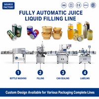 Ligne Automatique de Remplissage de Liquides Lavage Remplissage Sertissage Étiquetage 4 en 1 Machine de Jus et Boissons