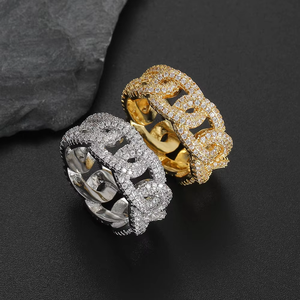 Men's Cuban <b>Ring</b>, Electroplated Zircon Chain <b>Ring</b>, Trendy <b>Couple</b> Index Finger <b>Ring</b>. - Product Image 2
