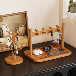 Entryway storage rack, key storage, decorative item, solid wood hanging rack, tabletop tray, eyeglasses and watch holder - Product Image 4