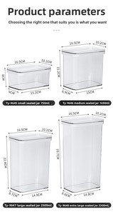 Kín thực phẩm lưu trữ container <span class=keywords><strong>Set</strong></span> với nắp đậy, nhà bếp và phòng đựng thức ăn tổ chức, nhựa Leak-proof hộp - Product Image 3