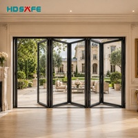 Porte pliante en aluminium de style américain moderne avec verre trempé, porte patio pliante, fabricant OEM