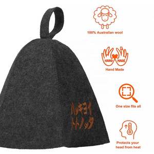 Chapeau de sauna en feutre de laine de couleur verte avec logo de broderie personnalisé Chapeau de sauna en feutre de salle de bain - Product Image 4