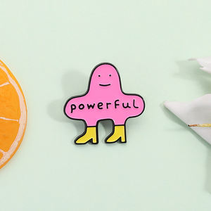 Krachtige Meisje Emaille Spelden Roze Outfit Gele Laarzen Cartoon Broche Revers Badge Sieraden Cadeau Voor Kinderen - Product Image 2