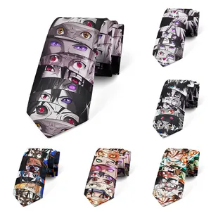 Gravata masculina com estampa 3D de animação de desenho animado, camisa slim de 8 cm para clube de negócios de alta qualidade com gravata, cosplay para neutro, novidade da moda