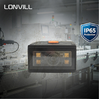 LONVILL IP65 Casing Paduan Seng Tahan Jatuh 1.5m 2 Output Isolasi Cahaya Pembaca Barcode Tetap Kode DPM untuk Mesin Pelabelan