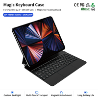 Clavier magique sans fil Bluetooth avec pavé tactile pour iPad Pro 12,9 pouces 5e et 6e génération 2022/2021, langues personnalisées arabe et espagnol