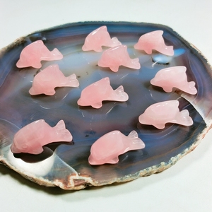 HZ 2.5 inch tinh thể tự nhiên Hổ Mắt đá tay động vật chạm khắc fluorite cá heo chạm khắc - Product Image 5