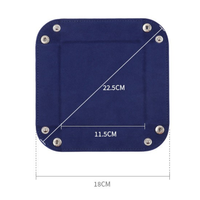 Plateau carré pliable en cuir PU |   Boîte de rangement pliable avec doublure en velours |   Organisateur de dés de jeu de table et de rangements pour articles divers d'entrée