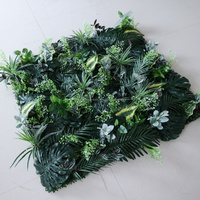 Panneau mural de verdure artificielle 3D personnalisé M64 Matériau PE Décoration murale d'herbe tropicale pour anniversaire avec arbres et fleurs