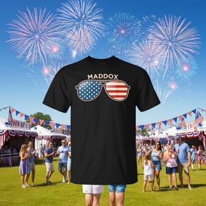 T-shirt promotionnel pour hommes Maddox Vintage Usa Flag Sunglasses, noir - Product Image 3