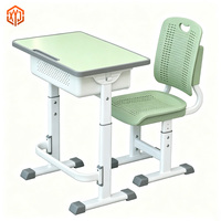 Ensemble de chaise et de bureau d'écolier XYJ, table d'étude réglable en hauteur avec tiroir de rangement pour la salle de classe et la maison