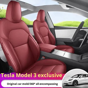 Funda y Cojín <span class=keywords><strong>de</strong></span> Asiento <span class=keywords><strong>de</strong></span> Coche <span class=keywords><strong>de</strong></span> Cuero Completo <span class=keywords><strong>para</strong></span> Todas las Estaciones, Diseño Especial <span class=keywords><strong>para</strong></span> Tesla Model 3 OLIVER, Cobertura Total - Product Image 1