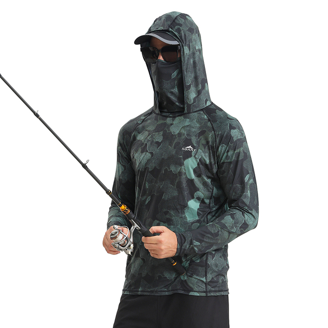 Factory Customized Upf 50+ Quick Dry Polyester Hooded Fishing Shirt for Adults Long Sleeve Man's Sportswear