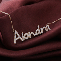 Collier personnalisé avec nom en diamant 10k, pendentif en or, momanite, cadeaux personnalisés