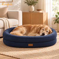 Kinghon Bolster Hundebett Wasserdichter Kristallstoff Eierkarton-Orthopädischer Schaumstoff Modernes Cartoon-Design Abnehmbarer Bezug für