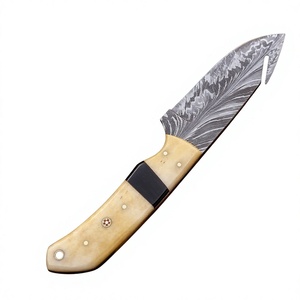 Couteau de chasse en acier Damas, lame à pointe tombante, bord droit, manche en ivoire, pour usage extérieur, couteaux de chasse à vendre - Product Image 1