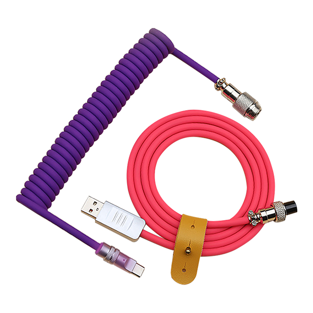 2025 Durable Aviator Gx16 DIY Soft Liquid Silicone 3m Usb Coiled Keyboard Cable Type C Mechanical Gaming Keyboard Cable