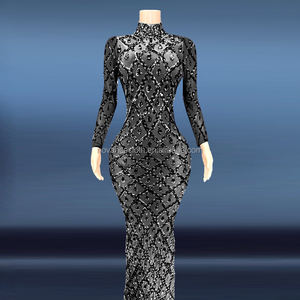 Novance במגמת מוצרים חמים שחור ארוך ערב שמלות יום הולדת מבריק קריסטל Vestidos Elegantes Para Mujer רשת שמלת כלה - Product Image 1