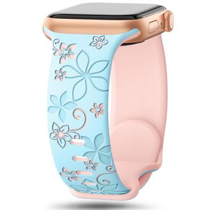 Correa de Reloj de Silicona de Doble Color para Apple Watch 10 Ultra 1/2 con Textura de Flor de Bauhinia Grabada con Láser - Product Image 3