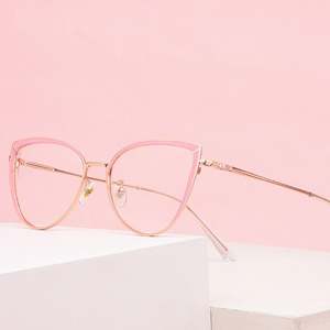 Gafas de Computadora con Protección Anti Luz Azul, de Acero Inoxidable, Montura Metálica Estilo Ojo de Gato para Mujer - Product Image 2
